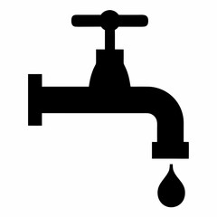 Black Silhouette Water Tap with Dripping Drop