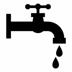 Black Silhouette Water Tap with Dripping Drop