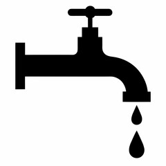 Black Silhouette Water Tap with Dripping Drop
