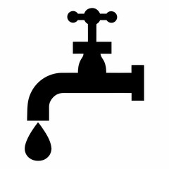 Black Silhouette Water Tap with Dripping Drop