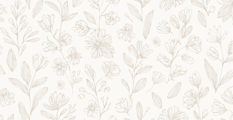 Floral print pattern background in provance style, floral background. Pastel tones vintage style wallpaper in vector.