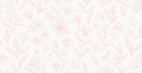 Floral print pattern background in provance style, floral background. Pastel tones vintage style wallpaper in vector.