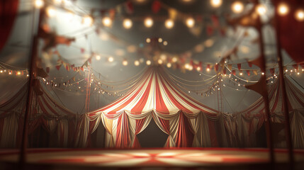 dark atmospheric circus tents with glowing string lights at night, mysterious carnival fairground scene — ideal for halloween posters, eerie event invitations, gothic themed designs, or dramatic story