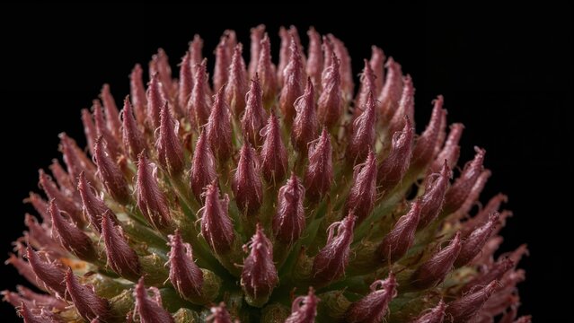 Detailed studio shot of delicate succulent flowers belonging to the Crassulaceae family on a dark background.