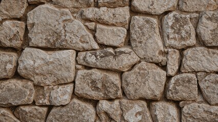 Obraz premium Rustic aged stone masonry backdrop with dry stone wall features