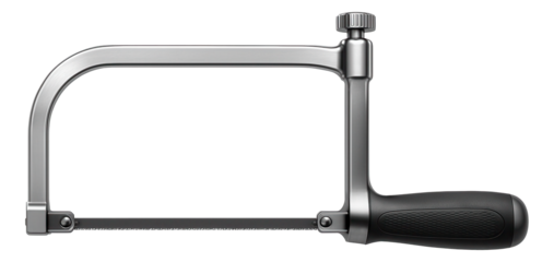 Metal-framed coping saw with a thin blade for cutting curves in thin materials.
