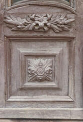 Vintage Wooden Door with Floral Carving