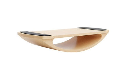 Fototapeta premium Wooden balance board rocker for fitness training and exercise isolated on transparent background