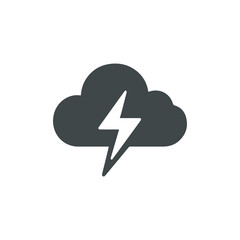 Obraz premium Dark cloud with a lightning bolt icon symbol