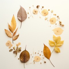 Fototapeta premium PNG Real pressed leaves circle plant shape.