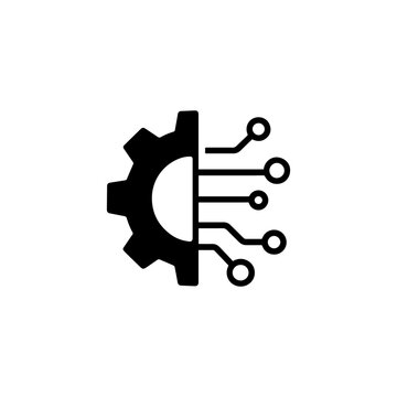 Modern technology concept combining mechanical engineering and digital circuits