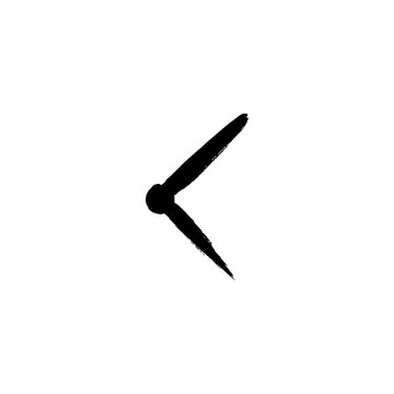 Black clock hands pointing to the left on a white background