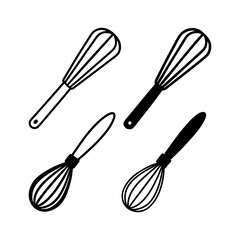 whisk set of 4 color silhouette vector difference