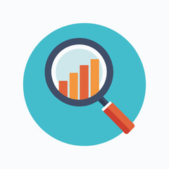 Magnifying Glass Analyzing Growth Charts Representing Business Progress and Market Trends