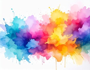 Obraz premium Digital Watercolor Effect with Colorful Brush Strokes