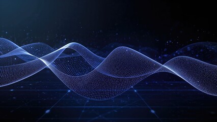 Futuristic data representation with light effects and abstract geometric waves