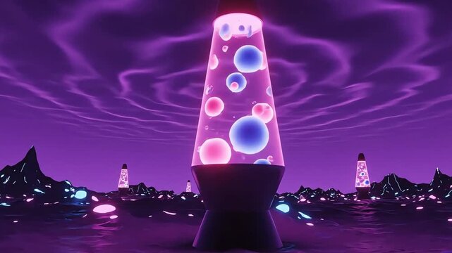 View of an alien planet surface under a violet sky.
