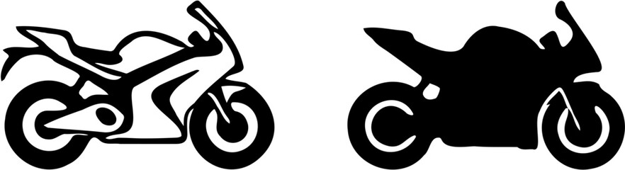 vector illustration set of sport motorbikes, isolated on white