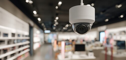 The modern security camera in a contemporary retail environment