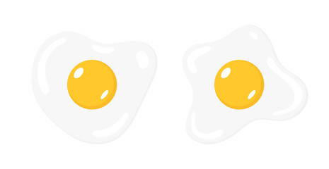 Fried Egg Icon Set. Flat Symbols for Breakfast and Food. Vector Illustration