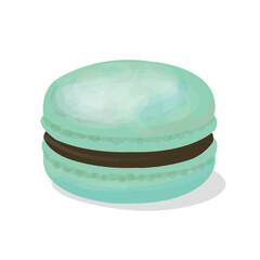 Mint Green Macaron with Chocolate Filling - Sweet Dessert Delicacy for Baking Enthusiasts and Food Lovers