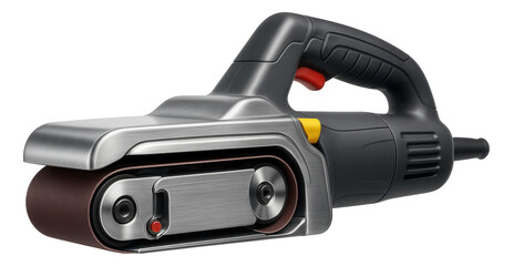 Heavy-duty belt sander with a robust metal housing for industrial applications.