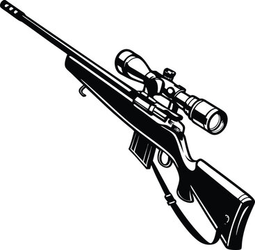 black and white sniper rifle clip art preview