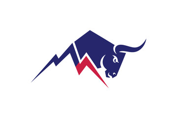 Financial bull logo with mountain