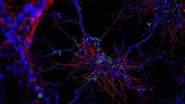True fluorescent microscopic depiction of neuroblastoma cells from human tissue