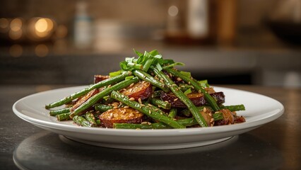 Green Beans and Eggplant Stir-Fried with Soybean Paste