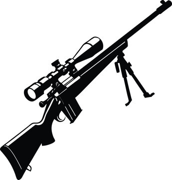 black sniper rifle with scope clip art preview