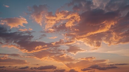 Fototapeta premium Autumn dawn or dusk displaying colorful clouds and natural light from above