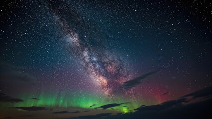 Southern auroras and the Milky Way shining bright above