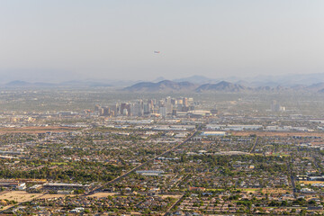 Wide Aerial View of Phoenix Arizona with Air Pollution Haze from Dobbins Lookout
