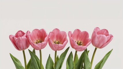 Fototapeta premium Beautiful pink tulips lined up, ideal colorful image for backgrounds