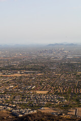 Wide Aerial View of Phoenix Arizona with Air Pollution Haze from Dobbins Lookout