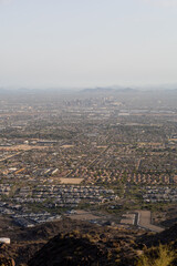Obraz premium Wide Aerial View of Phoenix Arizona with Air Pollution Haze from Dobbins Lookout