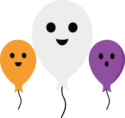 Cute Ghost Shaped Balloons on White Background
