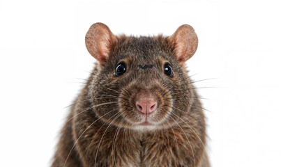 Obraz premium White background featuring a zoomed-in image of a rat