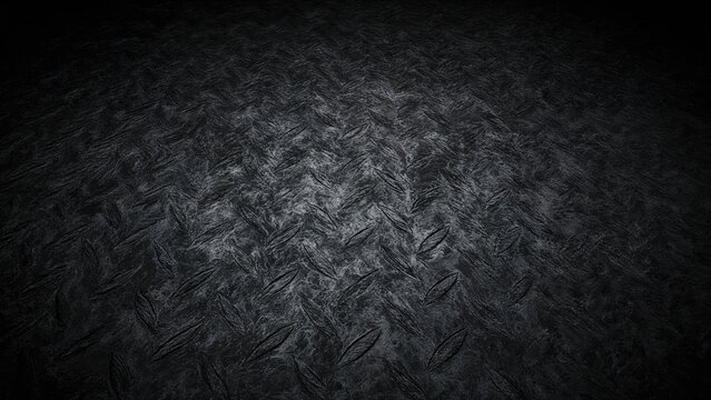 Continuous Metal Flooring with Raised Diamond Texture, Dark Steel Surface