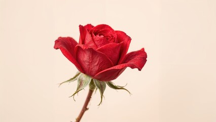 Gentle Blur on a Single Red Rose Blossom