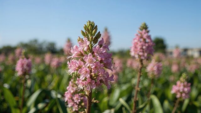 Vibrant Pink Orpine Plants in a Lush Green Garden