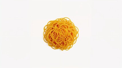 Single noodle on a plain white surface, culinary, cuisine, staple, wholesome, traditional, golden, dietary