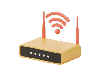 Wireless router with antenna isolated on transparent background for internet connection