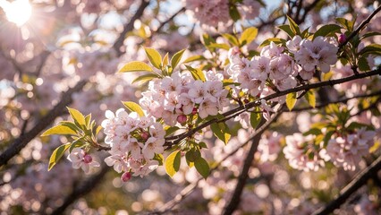 Obraz premium Stunning pink cherry flowers blooming in springtime