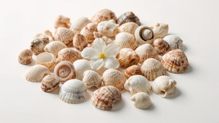 Background pattern of assorted ocean shells