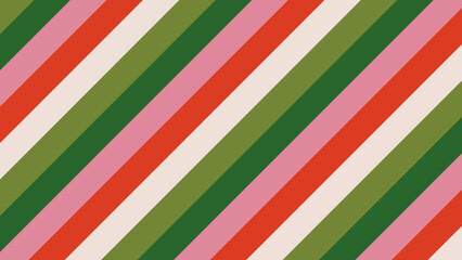 Christmas stripes background. Christmas background with festive stripes pattern. Retro pink, green and red striped Christmas wallpaper vector illustration for greeting card, web banner, invitation.