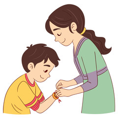 Sister tying a rakhi bracelet on her brother s wrist celebrating the bond of sibling love and tradition