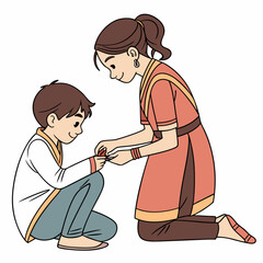 Sister tying a rakhi on her brother s wrist celebrating raksha bandhan festival together