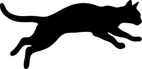 Leaping Cat Silhouette – Jumping Feline Vector Clipart Design